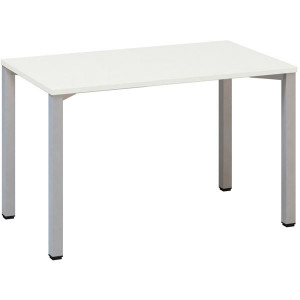 Psací stůl Alfa 200 - 120 x 70 cm, bílý/stříbrný