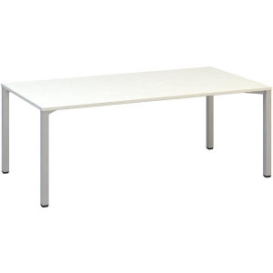 Jednací stůl Alfa 420 - 200 x 100 cm, bílý/stříbrn