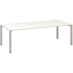 Jednací stůl Alfa 420 - 240 x 100 cm, bílý/stříbrn
