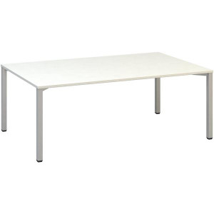 Jednací stůl Alfa 420 - 200 x 120 cm, bílý/stříbrn