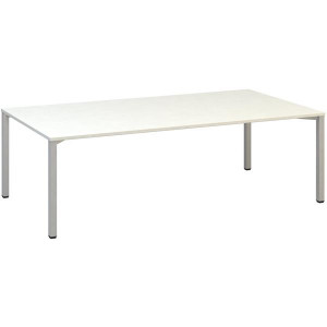 Jednací stůl Alfa 420 - 240 x 120 cm, bílý/stříbrn