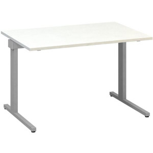 Psací stůl Alfa 305 - 120 cm, bílý/stříbrný