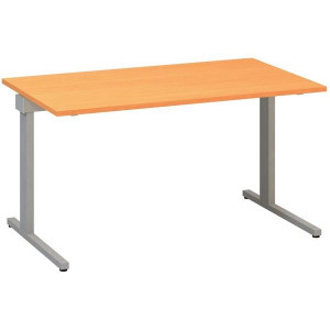 Psací stůl Alfa 305 - 140 cm, buk Bavaria/stříbrný
