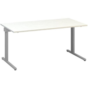 Psací stůl Alfa 305 - 160 cm, bílý/stříbrný