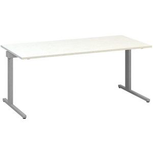 Psací stůl Alfa 305 - 180 cm, bílý/stříbrný