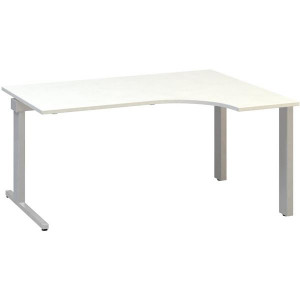 Psací stůl Alfa 305 - ergo, pravý, 160 cm, bílý/st