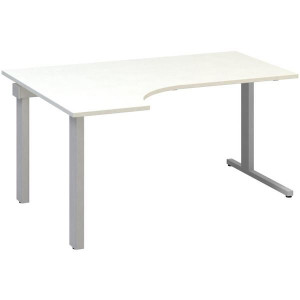 Psací stůl Alfa 305 - ergo, levý, 160 cm, bílý/stř