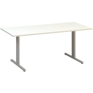 Jednací stůl Alfa 455 - 180 cm, bílý/stříbrný