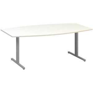Jednací stůl Alfa 455 - 200 cm, bílý/stříbrný