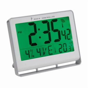 Digitální hodiny LCD NEO - bílé/stříbrnošedé