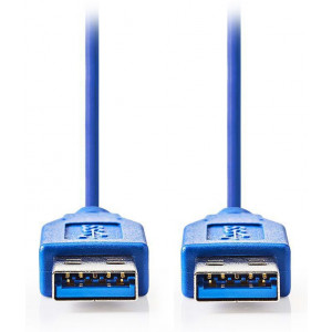 NEDIS kabel USB 3.0/ zástrčka USB-A - zástrčka USB-A/ modrý/ 2m