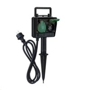 Solight zahradní sloupek IP44, 2 zásuvky, gumový kabel 1,5m