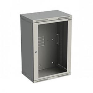 Rozvaděč nástěnný SENSA 18U 400mm, dveře sklo, RAL 7035, SENSA-18U-64-11-G