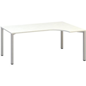 Psací stůl Alfa 200 - ergo, pravý, 180 cm, bílý/st