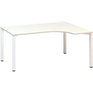 Psací stůl Alfa 200 - ergo, pravý, 160 cm, bílý/bí