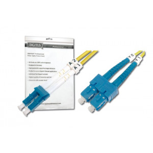 DIGITUS Fiber Optic Patch Cord, LC to SC, Singlemode 09/125 µ, Duplex Length 2m