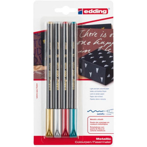 Fixy Edding 1200, sada 4 metalických barev