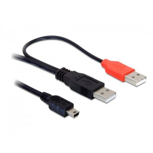 Delock napájecí Y kabel, 2xUSB A na mini USB B, 1 metr