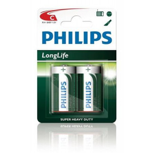 Philips baterie C LongLife zinkochloridová - 2ks, blister