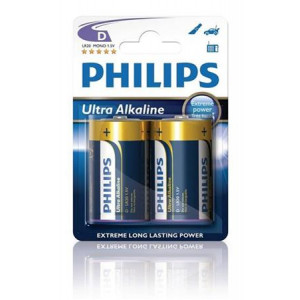 Philips baterie D ExtremeLife+, alkalická - 2ks