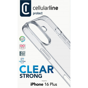 Zadní čirý kryt s ochranným rámečkem Cellularline Clear Duo pro Apple iPhone 16 Plus