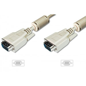 Digitus Připojovací kabel monitoru VGA, HD15 M/M, 10 m, 3Coax/7C, 2xferit, be