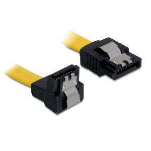 Delock Kabel SATA III 70 cm, přímý/dolů, žlutý, kovová západka