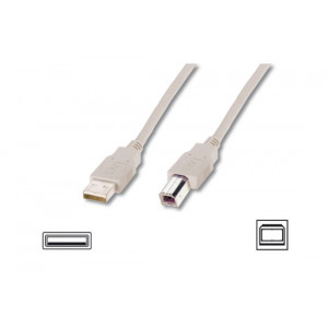 Digitus USB kabel A/samec na B-samec, 2x stíněný, béžový, 3m 