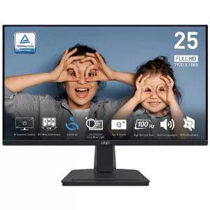 MSI PRO MP251/ 24"/ 1920x1080/ IPS/ 4ms/ 100Hz/ 300cd/m2/ 1300:1/ HDMI/ DP/ VESA/ černý
