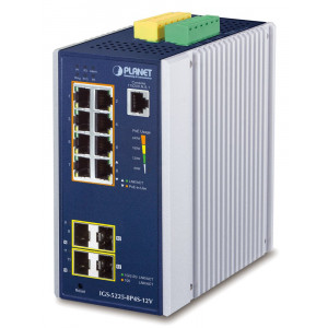 Planet IGS-5225-8P4S-12V průmyslový L3 switch, 8x1Gb, 2x1Gb SFP, 2x2.5Gb SFP, 8x PoE 802.3at 240W, 12-54VDC, -40~75°C