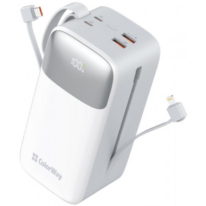 COLORWAY powerbanka/ 50 000mAh/ 1x USB QC3.0/ USB-C/ Lightning/ 22,5W/ Bílá