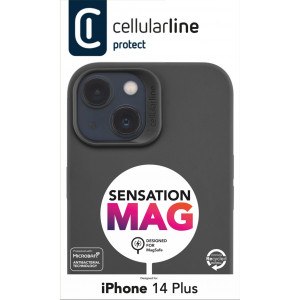 Ochranný silikonový kryt Cellularline Sensation s podporou MagSafe pro Apple iPhone 14 Plus, černý