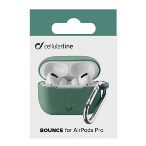 Ochranný kryt s karabinou Cellularline Bounce pro Apple AirPods Pro, zelený