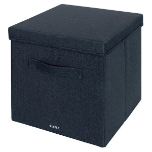 Úložné krabice Leitz - textil, víko, L, šedé, 2 ks
