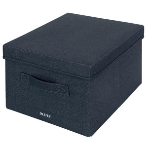 Úložné krabice Leitz - textil, víko, M, šedé, 2 ks