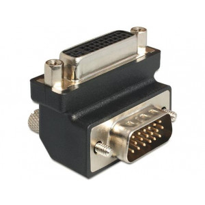 Delock Adaptér DVI 24+5 pin samice > VGA 15 pin samec 90°