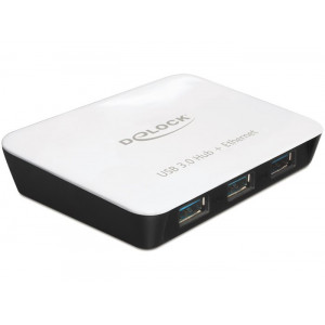 Delock USB 3.0 Hub 3 portový + 1 port Gigabit LAN 10/100/1000 Mb/s