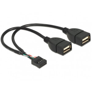 Delock kabel 2x USB 2.0 A samice na pinový konektor
