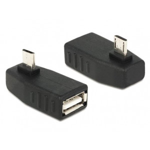 Delock Adapter USB micro-B samec > USB 2.0-A samice, OTG, pravoúhlý 270°