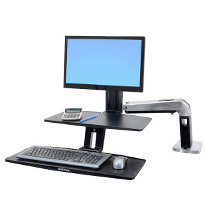 ERGOTRON WorkFit-A with Suspended Keyboard, LD, 5" and WS, Polished Aluminum,stol.drř./prac. stanice/monitor,klav.deska