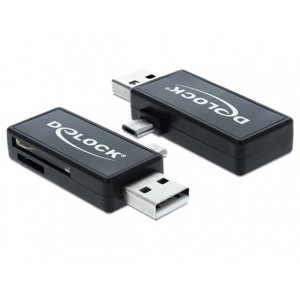 Delock Micro USB OTG čtečka karet + USB A samec