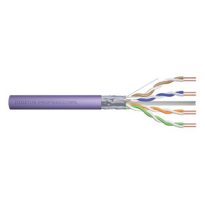 DIGITUS CAT 6 instalační kabel F-UTP, drát, délka 305 m, dřevěný buben, LSOH, AWG 23, Simplex, barva fialová