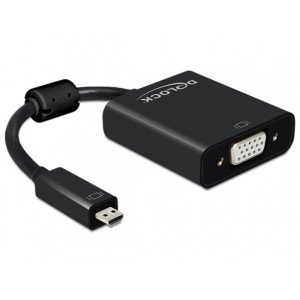 Delock adaptér HDMI Micro-D samec > VGA samice, s Audio, černý