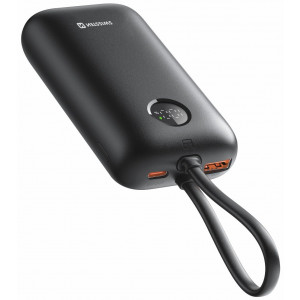 Swissten Power bank VOLTBOX 35W 10000 mAh s integrovanými kabely - USB-C, A, Lightning / černá