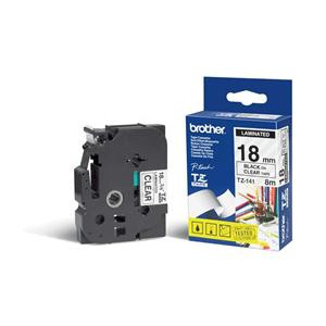 Brother - TZe-141, průsvitná / černá (18mm, laminovaná)