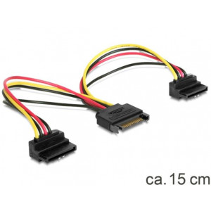 Delock napájecí kabel SATA 15-pin na 2xSATA HDD - pravoúhlý