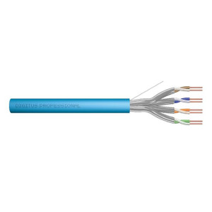 DIGITUS Instalační kabel CAT 6A U-FTP, 500 MHz Eca (EN 50575), AWG 23/1, 500 m buben, simplex, barva modrá