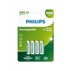 Philips dobíjecí baterie AAA 1000mAh, NiMH - 4ks
