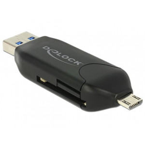Delock Micro USB OTG čtečka karet + USB 3.0 A male 