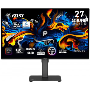MSI Gaming PRO MAX 271UPX12G/ 26,5"/ 3840x2160 / OLED/ 0,03ms/ 120Hz/ 250cd/m2/ 1500000:1/ HDMI/ DP/ VESA/ černý
